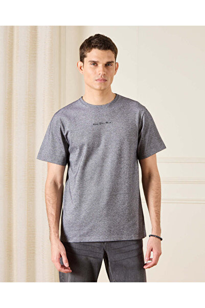 REDTAG Men Grey Printed T-Shirt
