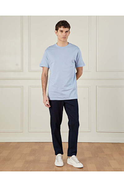 REDTAG Men Blue Basic T-Shirt