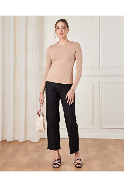 REDTAG Women Beige Crew Neck Basic T-Shirt