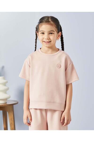 REDTAG Girls Pink Modal Drop Shoulder T-Shirt