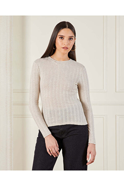 REDTAG Women Ivory Textured Long Sleeve Top