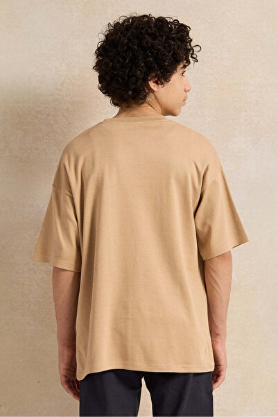 REDTAG Senior Boys Beige Oversize T-Shirt