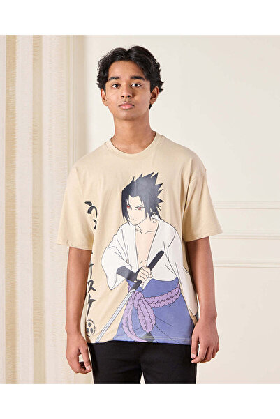 REDTAG Boys Beige Printed Naruto T-Shirt