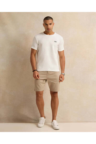 REDTAG Men White Jacquard T-Shirt