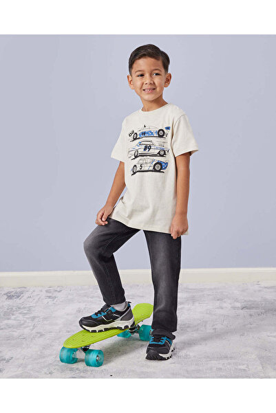 REDTAG Boys Beige Printed T-Shirt