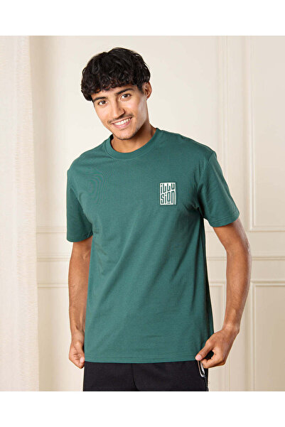REDTAG Men Green Printed T-Shirt