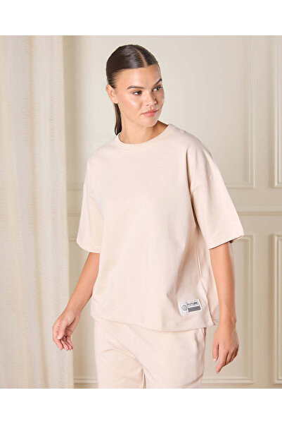 REDTAG Women Beige Solid Active T-Shirt