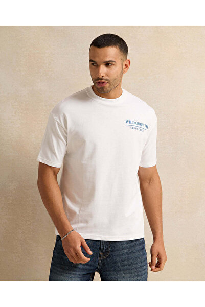 REDTAG Men White Printed T-Shirt