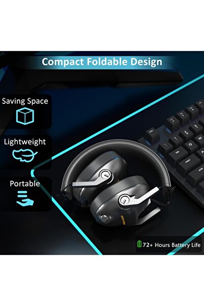 SENZER Ασύρματα ακουστικά παιχνιδιών, USB dongle 2,4 Ghz, αναδιπλούμενο μικρόφωνο με λειτουργία ακύρωσης θορύβου