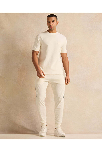 REDTAG Men Ivory Plain Lounge T-Shirt
