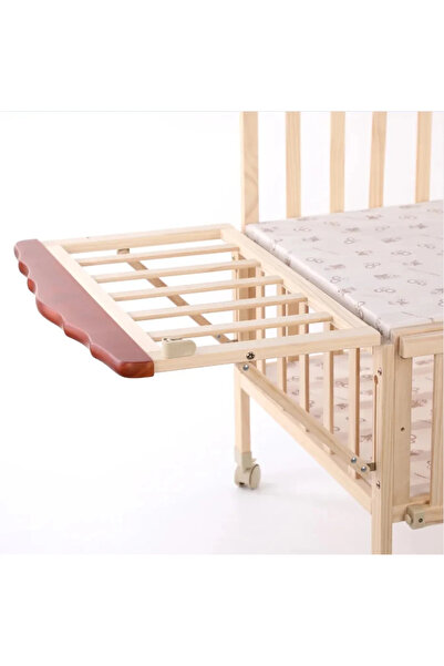 l'elefante Adjustable Wooden Baby Crib with Mosquito Net & Manual Rocking Feature - Bedside Co-Sleeper