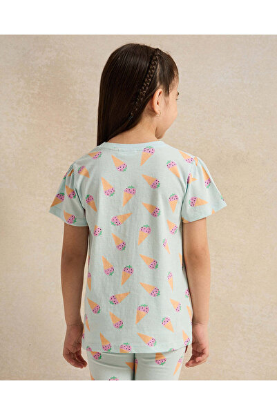 REDTAG Girls Blue Printed T-Shirt