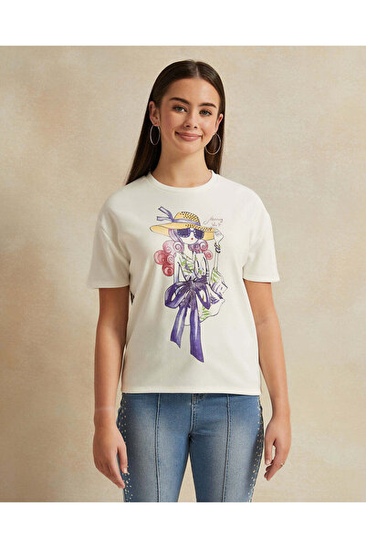 REDTAG Senior Girls White Embellished Top