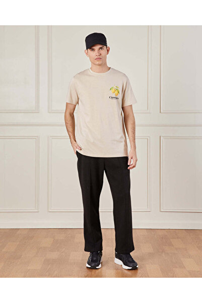 REDTAG Men Beige Graphic T-Shirt