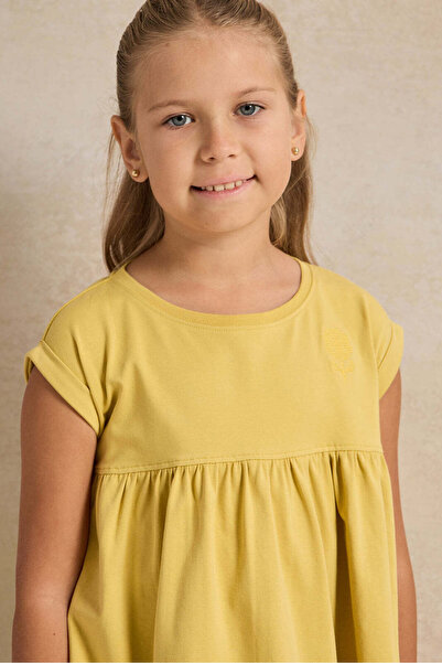 REDTAG Girls Yellow Peplum T-Shirt