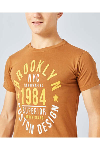 REDTAG Senior Boys Rust Printed T-Shirt