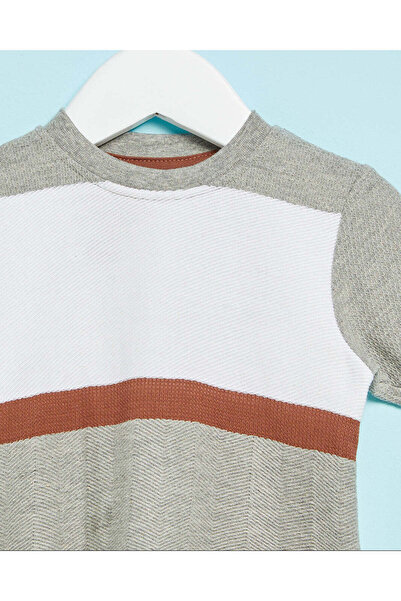 REDTAG Infant Boys Grey Jacquard T-Shirt