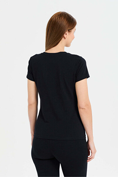 REDTAG Black Short Sleeve V- Neck T-Shirt