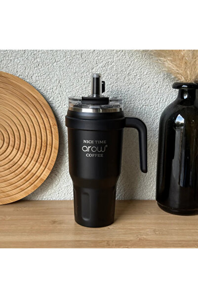AROW Thermos Mug with Handle and Straw 1000ml