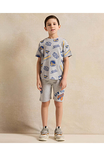 REDTAG Boys Grey Printed T-Shirt