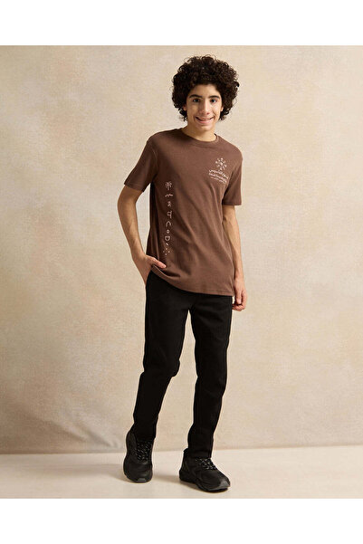 REDTAG Senior Boys Brown KSA Foundation Day T-shirt