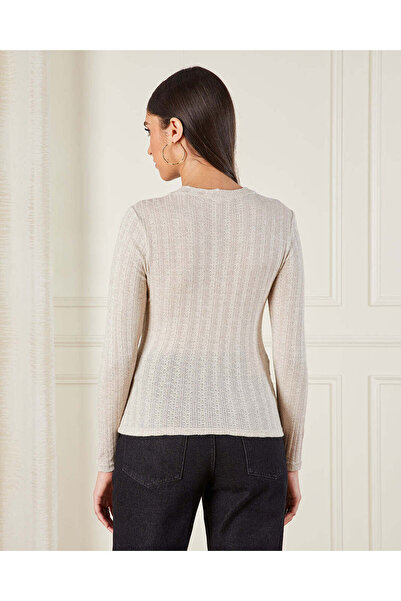 REDTAG Women Ivory Textured Long Sleeve Top