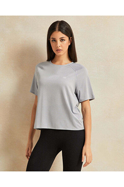 REDTAG Women Blue Solid Active T-Shirt