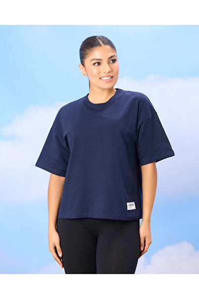 REDTAG Women Navy Solid Active T-Shirt