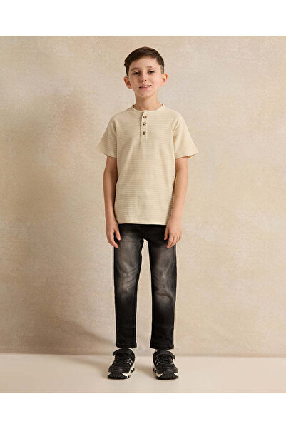 REDTAG Boys Yellow Short Sleeve Henley