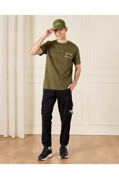 REDTAG Men Olive Printed T-Shirt