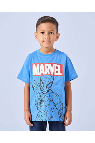 REDTAG تي شيرت أزرق مطبوع عليه سبايدرمان للأولاد