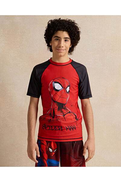 REDTAG Senior Boys Red Swimwear T-Shirt