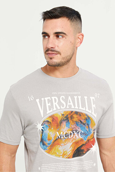 REDTAG Men Ecru Graphic T-Shirt