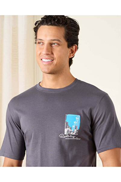 REDTAG Men Grey Basic Graphic T-Shirt