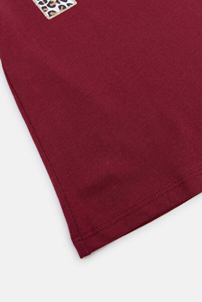 REDTAG Infant Girls Burgundy Love Print T-Shirt