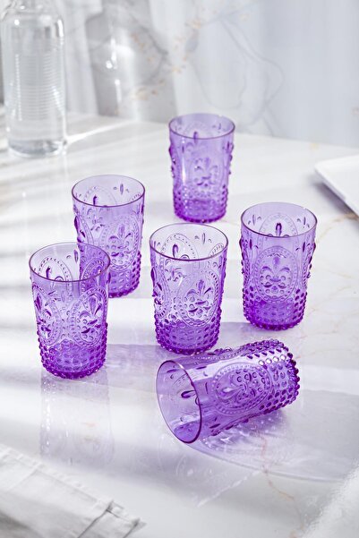 Mustran Acrylic Purple 6-Piece Short Cup & Water Soft Drink Coffee Side Cup 400 ml (Not Glass)
