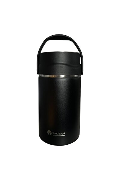 OEM Food thermos, 1L capacity with 2 compartments, bowl-lid with handle and foldable spoon, black