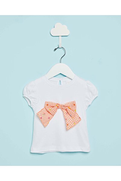 REDTAG Infant Girls White Embroidered T-Shirt