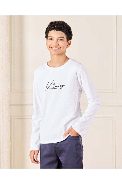 REDTAG Senior Boys White Printed T-Shirt