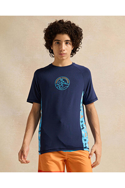 REDTAG Senior Boys Navy Printed T-Shirt