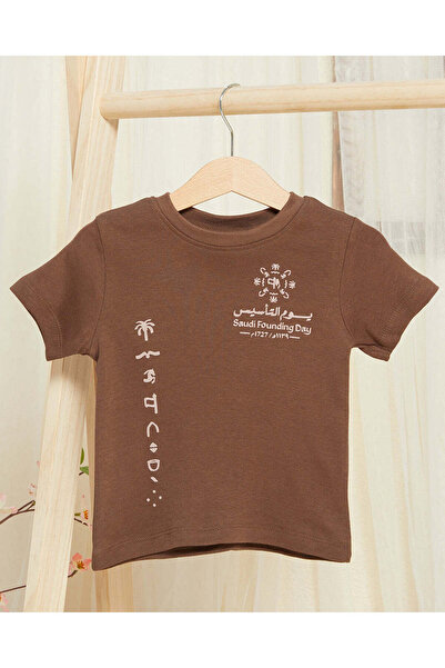 REDTAG Infant Boys Brown Printed T-shirt
