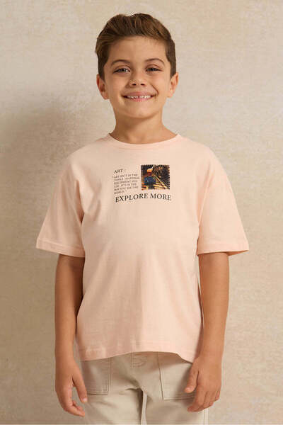 REDTAG Boys Pink Printed T-shirt