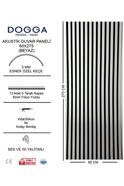 BAKİ AHŞAP Slim Akustik Duvar Paneli , İskandinav Çıtalama Duvar Çıtası 60x275