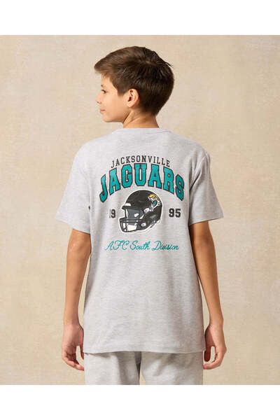 REDTAG Senior Boys Grey Mel Over Size Jaguars T-Shirt