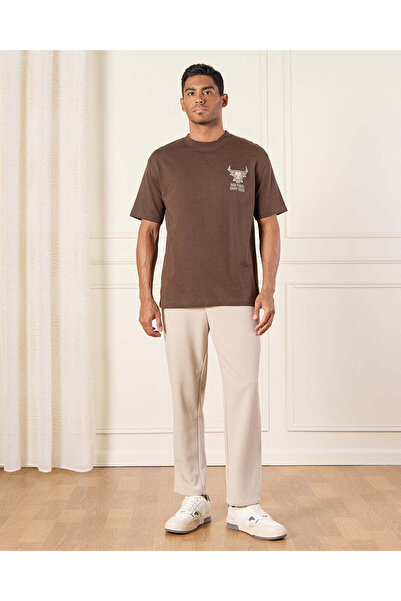 REDTAG Men Brown Printed T-Shirt