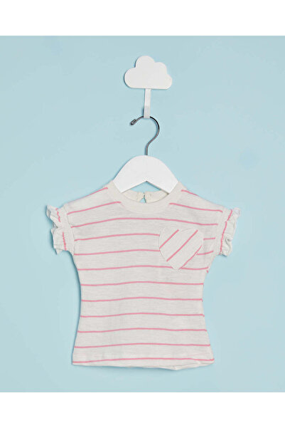 REDTAG Infant Girls Pink Striped Casual T-Shirt