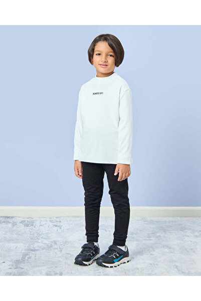 REDTAG Boys White Turtle Neck Long Sleeve T-Shirt