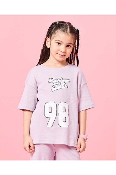 REDTAG Girls Lilac 98 Print T-Shirt