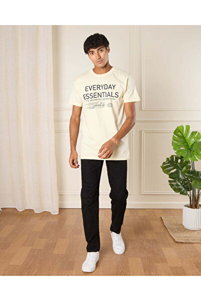 REDTAG Men Yellow Graphic T-Shirt