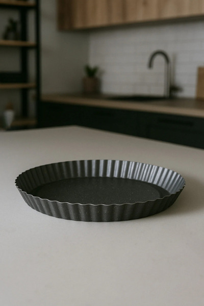 PoloChef Acacia Granite Tart, Pie, Cake Mold 28 cm Black